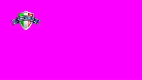 Made in Italy, shield with flag and ribbon with text. Chroma key with copy sp Stock Footage 139904671