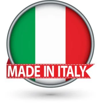 Made in Italy silver label with flag, vector illustration Illustrazione stock