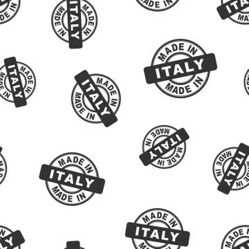 Made in Italy stamp seamless pattern background. Business flat vector illustr Stock Illustration
