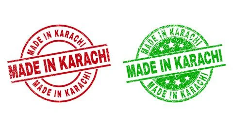 MADE IN KARACHI Round Watermarks Using Unclean Style Stock Illustration