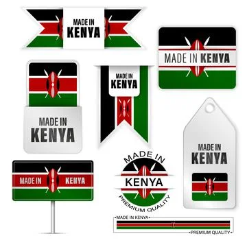 Made in Kenya graphics and labels set. Stockillustratie