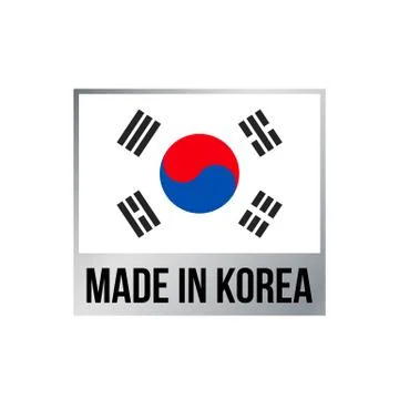 Made in Korea silver icon vector quality flag Illustrazione stock