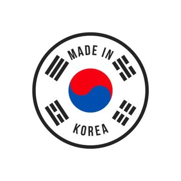 Made in Korea vector flag for quality seal icon Illustrazione stock