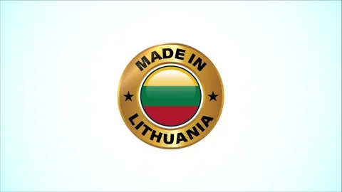 Made In Lithuania Badge Design Animation Stock Footage 295096460