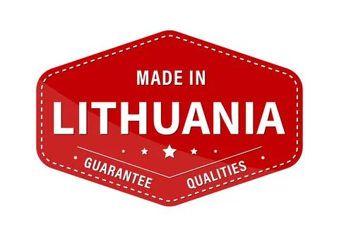 MADE IN LITHUANIA, guarantee quality. Label, sticker or trademark. Vector ill Stock Illustration
