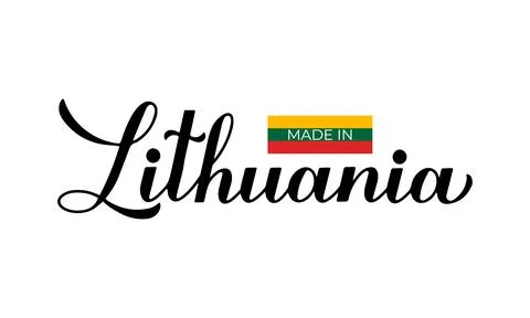 Made in Lithuania handwritten label. Quality mark vector icon. Calligraphy ha Stock Illustration