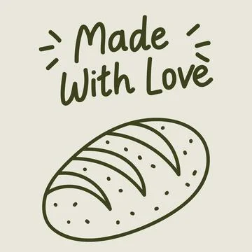 Made With Love Artisan Bread Illustration Ilustração Stock