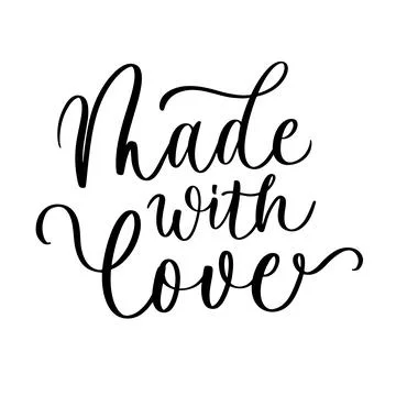 Made with love lettering in elegant cursive script with heartwarming message Stock Illustration
