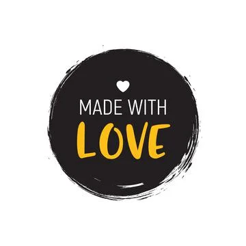 Made with love logo handmade vector circle illustration. Made love letter sign 스톡 일러스트