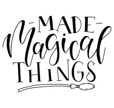 Made magical things, black calligraphy isolated on white background Stock Illustration