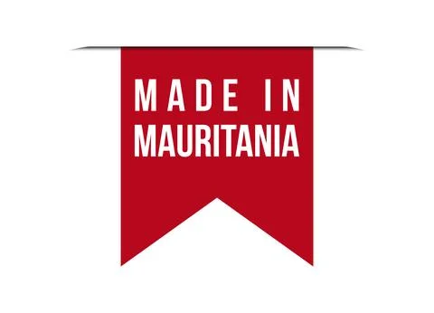 Made in Mauritania red vector banner illustration isolated on white backgroun Stock Illustration