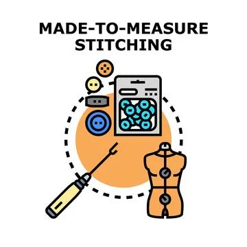 Made to measure stitching concept with tailoring tools Stock Illustration