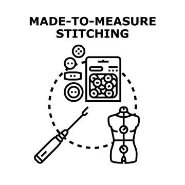 Made to measure stitching concept with tailoring tools Stock Illustration