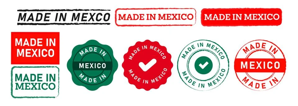 Made in mexico rectangle circle stamp seal badge sign for logo country Stock Illustration