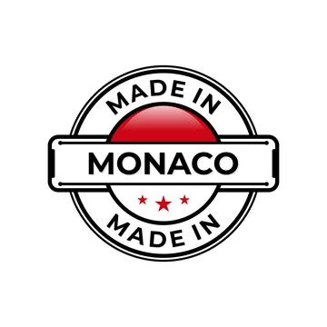 Made in Monaco label icon emblem isolated on white background Illustrazione stock