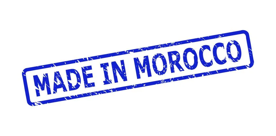 MADE IN MOROCCO Stamp with Grunged Surface and Rounded Rectangle Frame 스톡 일러스트