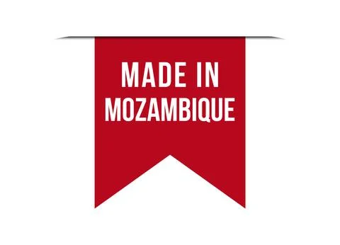 Made in Mozambique red vector banner illustration isolated on white backgroun Stock Illustration