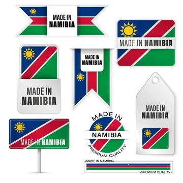 Made in Namibia graphics and labels set. Stockillustratie
