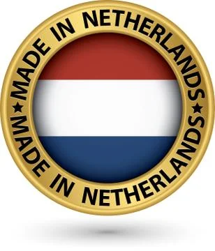 Made in Netherlands gold label, vector illustration Illustrazione stock