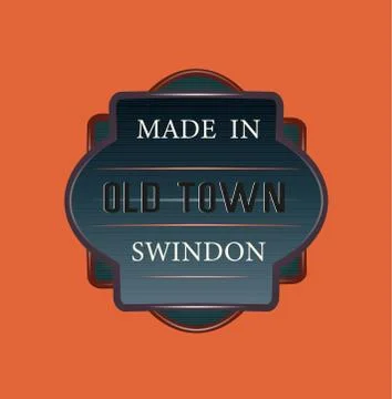 Made In Old Town Swindon vector logo - fully editable EPS file on an orange b Illustration