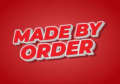Made by order. Clean Red Bold Text Effect on Minimal Background for Custom Us Illustrazione stock
