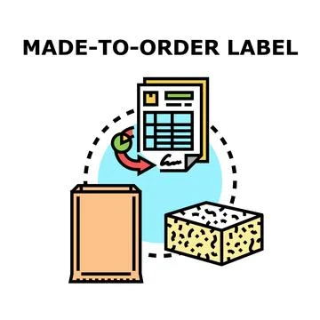 Made to order package labeling manufacturing concept Illustrazione stock
