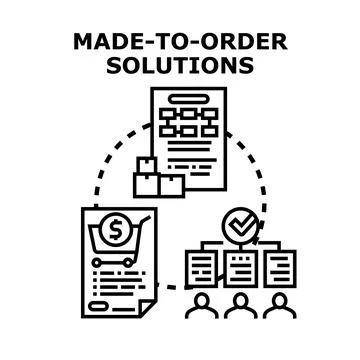 Made to order solutions custom production process Stock Illustration