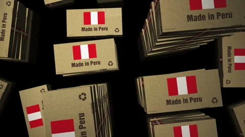 Made in Peru box pack loop Stock Footage 329127622