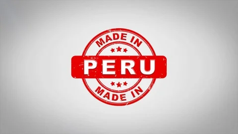 Made In PERU Signed Stamping Text Wooden Stamp Animation. Stock Footage 90362608
