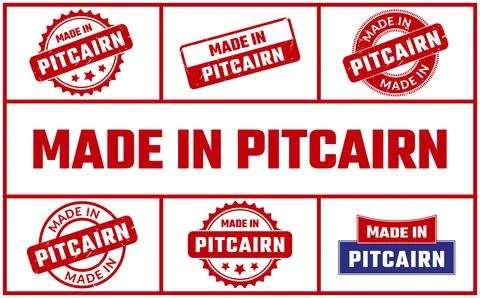 Made In Pitcairn Rubber Stamp Set Stock Illustration