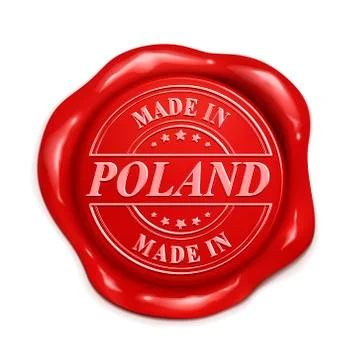 Made in Poland 3d red wax seal Ilustração Stock