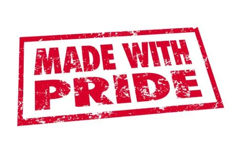 Made with pride red stamp hand manufactured product Ilustración de archivo