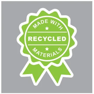 Made with recycled materials, label, icon, sticker. Stock Illustration