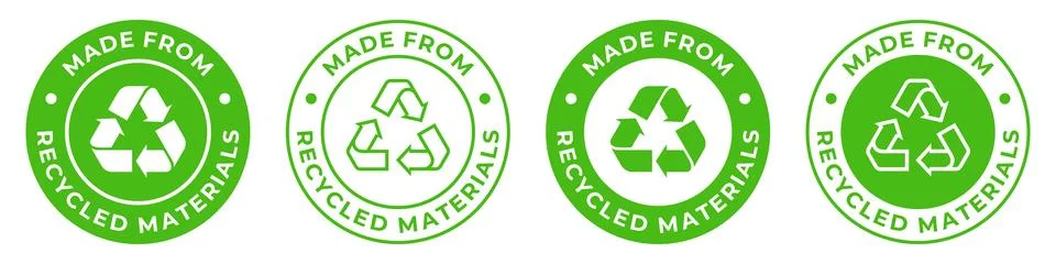 Made from recycled materials label. Zero waste vector icon. Reusable plasti.. Stock Illustration
