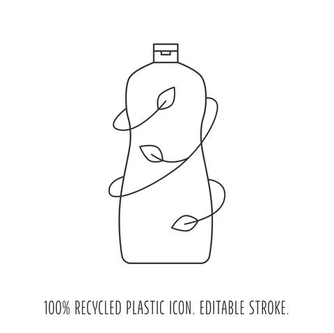 Made from recycled plastic - cleaning bottle icon concept of waste sorting Stock Illustration