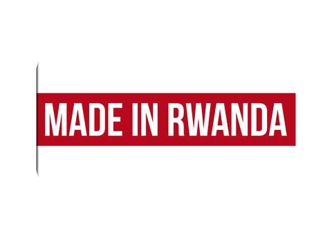 Made in Rwanda red vector banner illustration isolated on white background Stock Illustration
