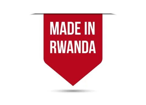 Made in Rwanda red vector banner illustration isolated on white background Stock Illustration