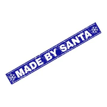 MADE BY SANTA Scratched Rectangle Stamp Seal with Snowflakes Stock Illustration