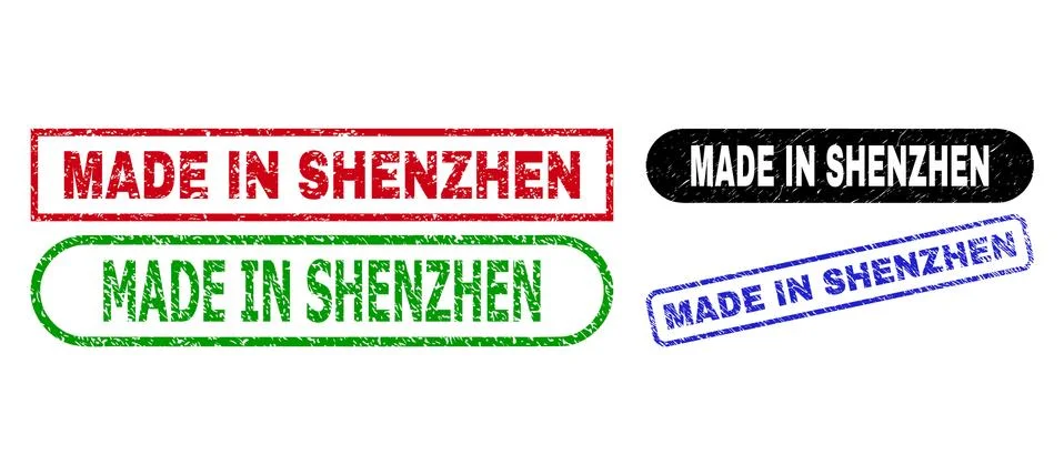 MADE IN SHENZHEN Rectangle Seals Using Corroded Surface Stock Illustration