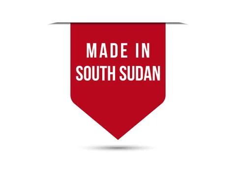 Made in South Sudan red vector banner illustration isolated on white backgrou Stock Illustration