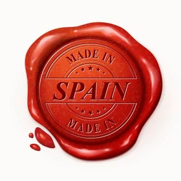 Made in Spain 3d red wax seal Stock Illustration