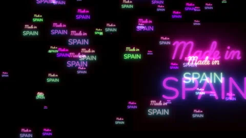 Made in Spain Neon Signs Repeating Pattern Stock Footage 331826029