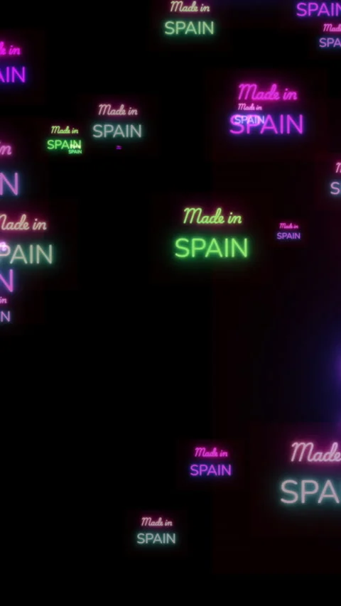 Made in Spain Neon Signs Repeating Pattern vertical video Stock Footage 337738095
