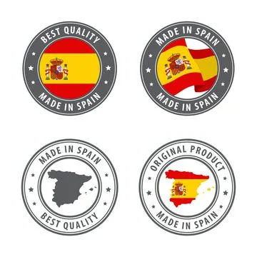 Made in Spain - set of labels, stamps, badges, with the Spain map and flag. Best Stock Illustration