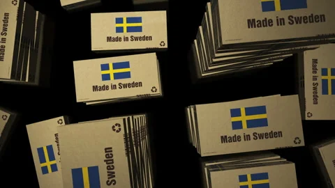 Made in Sweden box pack loop Stock Footage 321000676