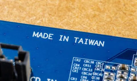 Made in Taiwan label, electronics, desktop PC components and parts, electronics Stock Photos