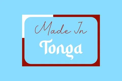 Made in Tonga text in frame. Tonga flag conceptual frame. Stock Illustration