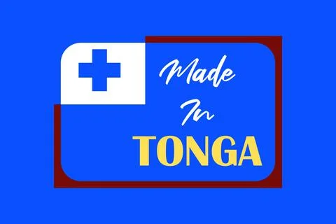 Made in Tonga typography in frame. Tonga flag conceptual frame Stock Illustration
