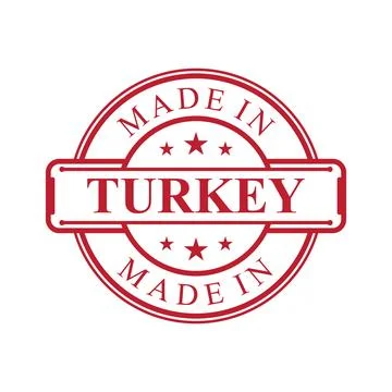Made in Turkey label icon with red color emblem Stock Illustration