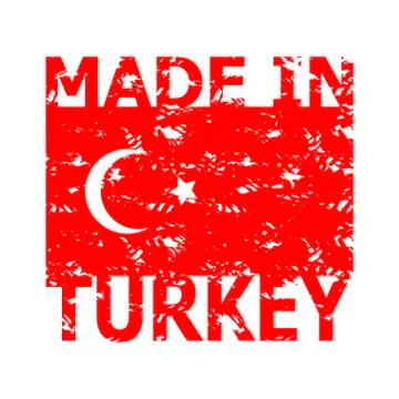 Made in turkey rubber stamp. Texture Turkish flag Stock Illustration